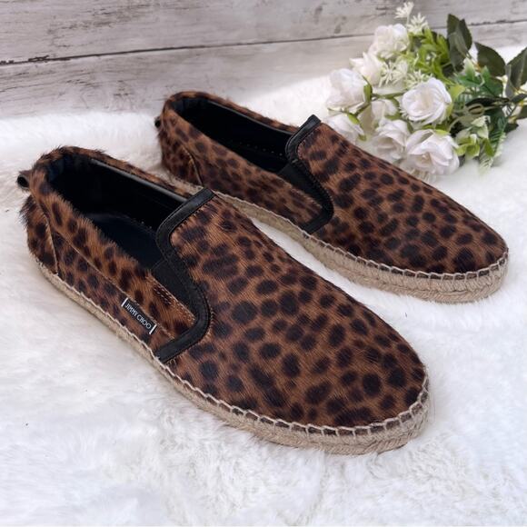 NEW Size 39 Jimmy Choo Vlad Pony Hair Leopard Print Unisex...